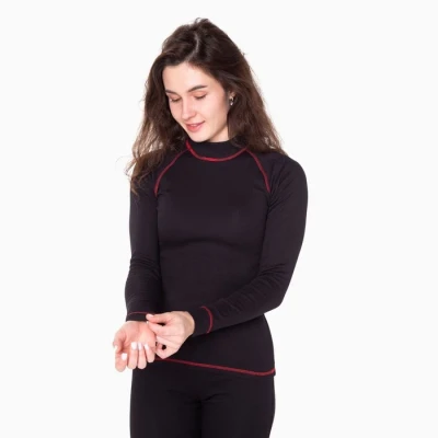 Термобельё женское (джемпер, леггинсы), цвет чёрный/красный