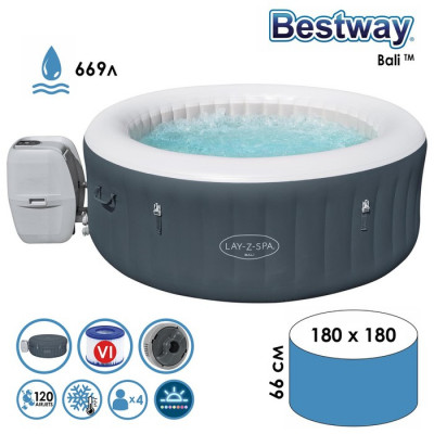 SPA бассейн Bali AirJet, 180 x 66 см, фильтр-насос, тент, дозатор для химии, аэромассаж, 60009 Bestway