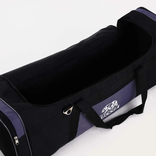 Сумка дорожная на молнии, 3 наружных кармана, длинный ремень, цвет чёрный/серый