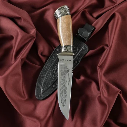 Нож кавказский, туристический "Варан" с ножнами, гардой, сталь - 40х13, 14.5 см