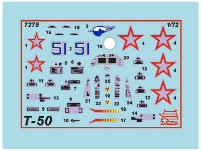 Сборная модель ZVEZDA СУ-57 опытный образец самолета, подарочный набор, 1/72