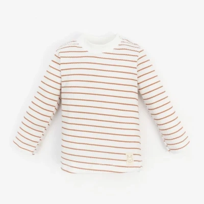 Лонгслив детский Крошка Я, BASIC LINE, полоска бежевая