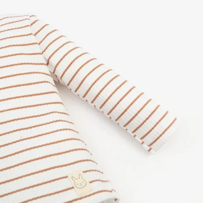 Лонгслив детский Крошка Я, BASIC LINE, полоска бежевая