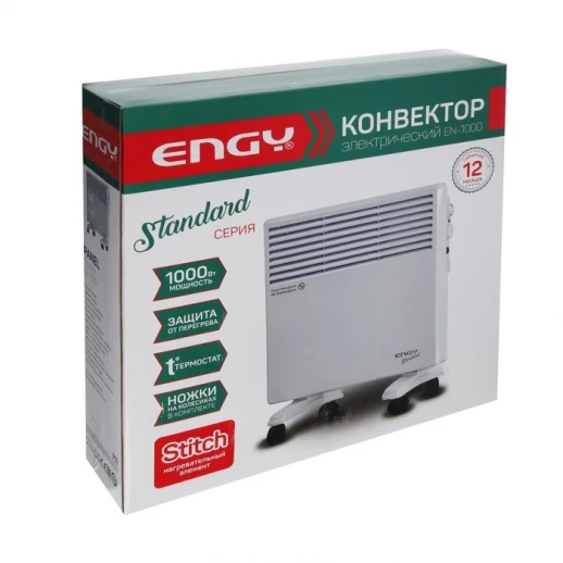 Обогреватель ENGY EN-1000 Standard, конвекторный, 1000 Вт, 15 м², Stitch, белый