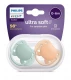 Пустышка ultra soft, нежно-зеленая/оранжевая без рисунка, 0-6 мес., 2 шт. Philips SCF091/03