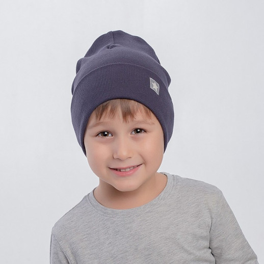 Шапка двухслойная детская, цвет чёрный