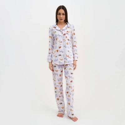 Пижама женская (рубашка и брюки) KAFTAN Animal размер 40-42, цвет белый