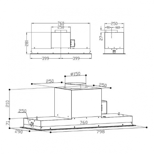 Встраиваемая вытяжка KORTING Korting KHI 9099 ICGN