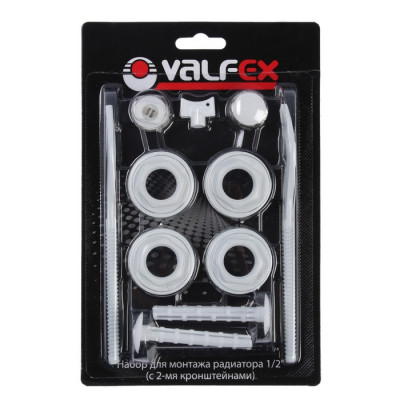 Комплект для подключения радиатора VALFEX, 1"x1/2", с двумя кронштейнами, в блистере