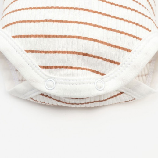 Боди с длинным рукавом Крошка Я, BASIC LINE, полоска бежевая